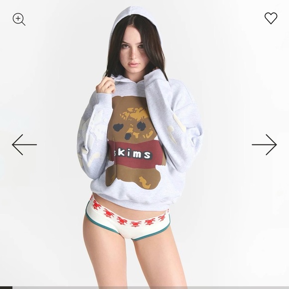 Cactus Plant Flee Market x Skims -Light Heather Grey Teddy Bear Print Hoodie - Picture 7 of 8